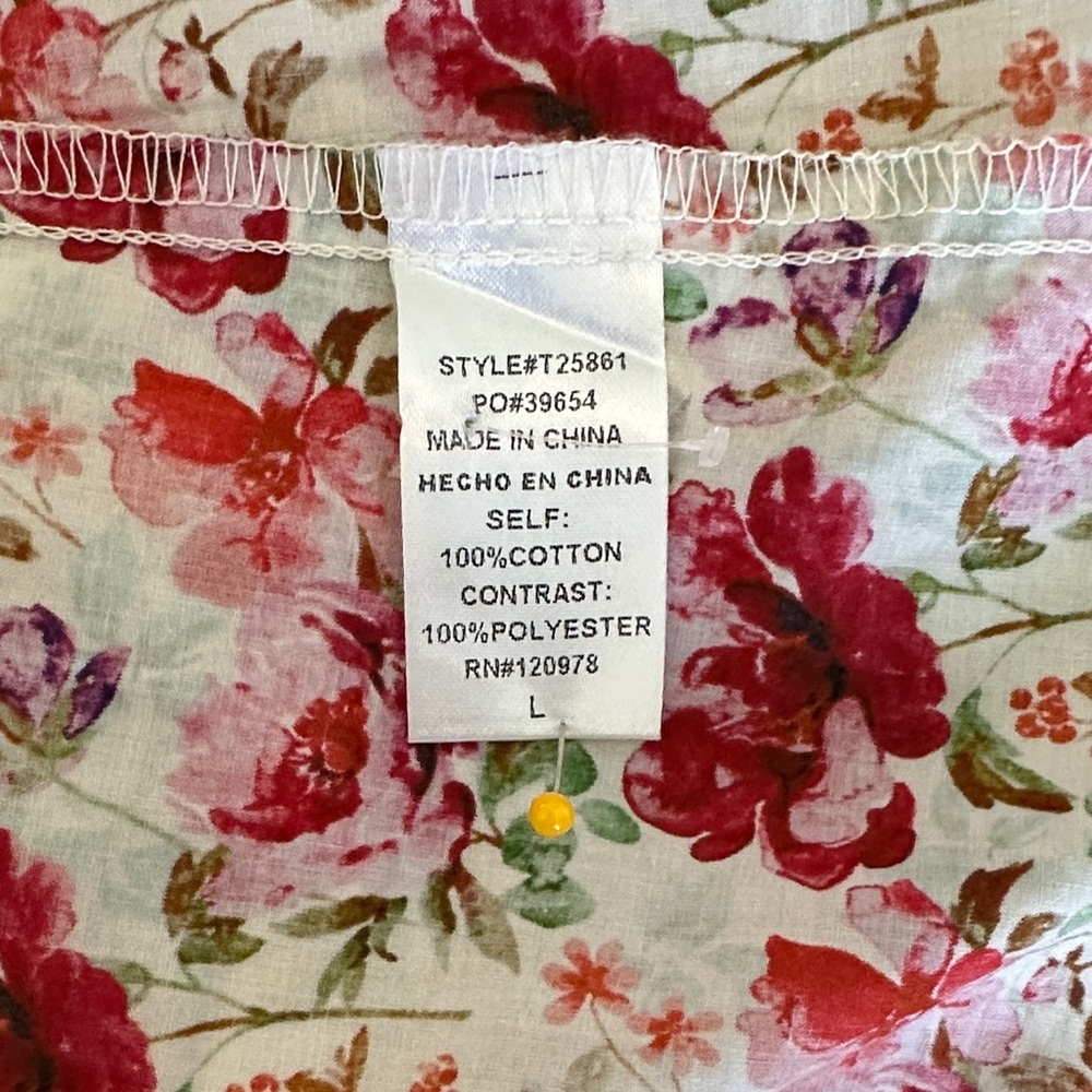 entro Floral Pink and Red Collared Blouse - Picture 3 of 12